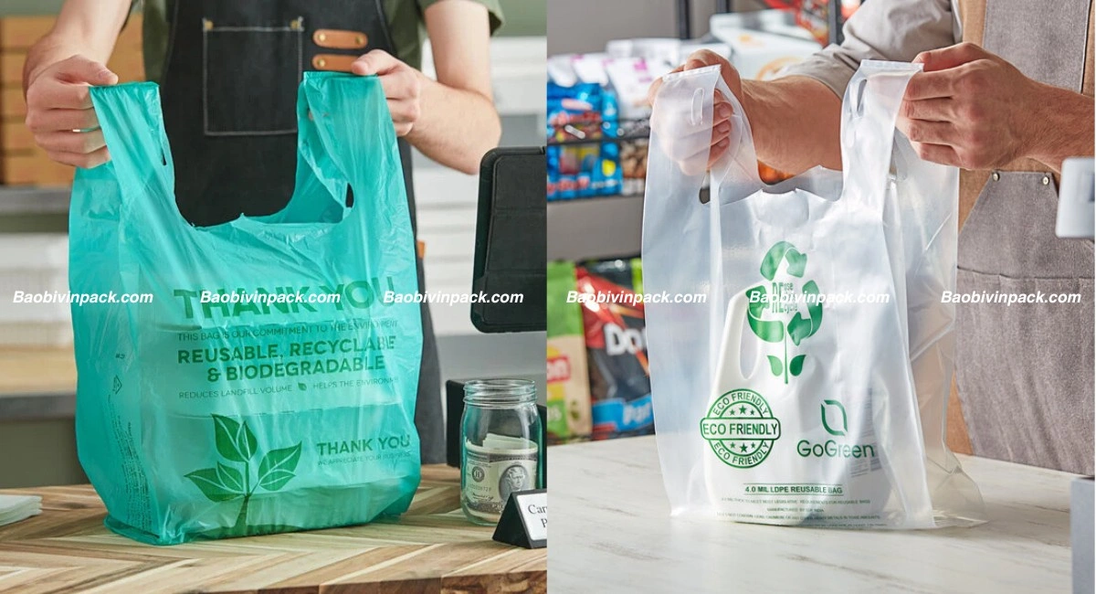 Ứng dụng túi xốp 2 quai hàng chợ tự hủy